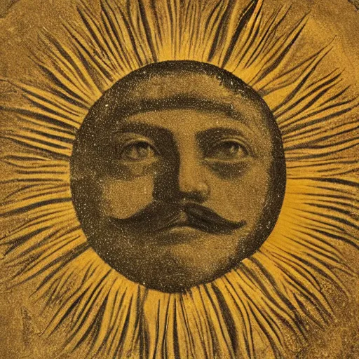 Image similar to ancient portrait of the sun with mustache