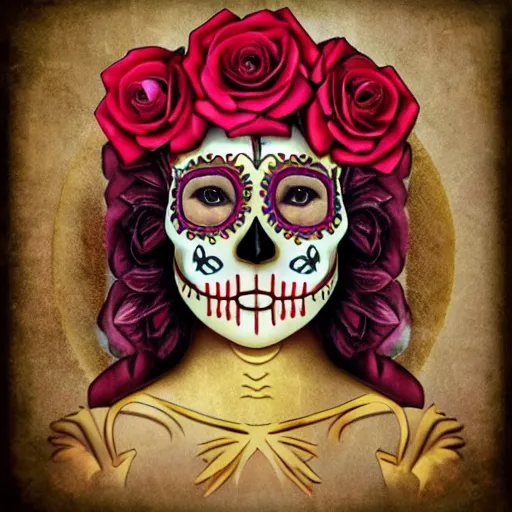 Prompt: greek goddess athena as a mexican sugar skull