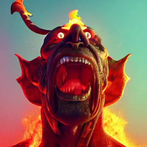 Image similar to a detailed rendition of kratos as lebron james riding a gigantic fire breathing dragon, art by beeple