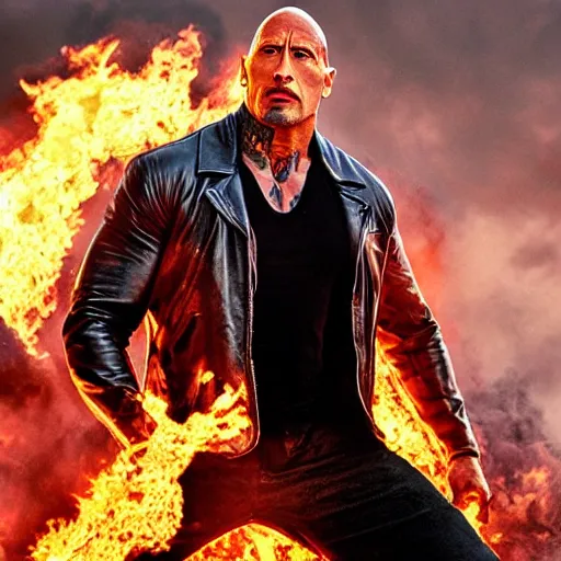 Prompt: dwayne johnson as ghost rider