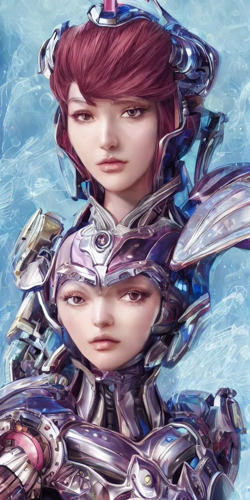 Image similar to studio portrait of lawful good colorful female holy mecha paladin absurdly beautiful, elegant, young sensual graceful woman, ultrafine hyperrealistic detailed face illustration by kim jung gi, irakli nadar, intricate linework, sharp focus, bright colors, matte, octopath traveler, final fantasy, unreal engine highly rendered, global illumination, radiant light, intricate environment