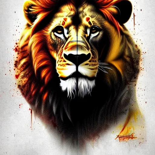 Image similar to digital illustration of lion by patrice Murciano, trending on artstation