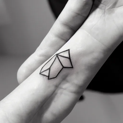 Image similar to handpoke tattoo of a simplistic black and white geometric shape, stick poke, lineart