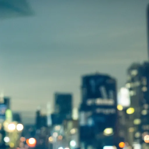 Prompt: a still of Robert De Niro . Shallow depth of field. City at night in background, lights, colors ,studio lighting, mood, 4K. Profession photography