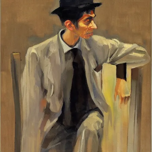 Image similar to Franz Kafka, contemporary oil painting by Jason Shawn Alexander, trending on pinterest