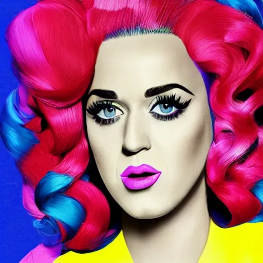 Image similar to rainbow katy perry. pop art