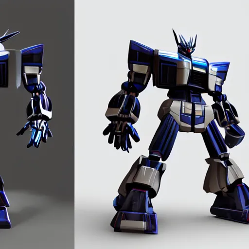 Image similar to transformers, 3d character model, epic, 3d render, white background, shadows