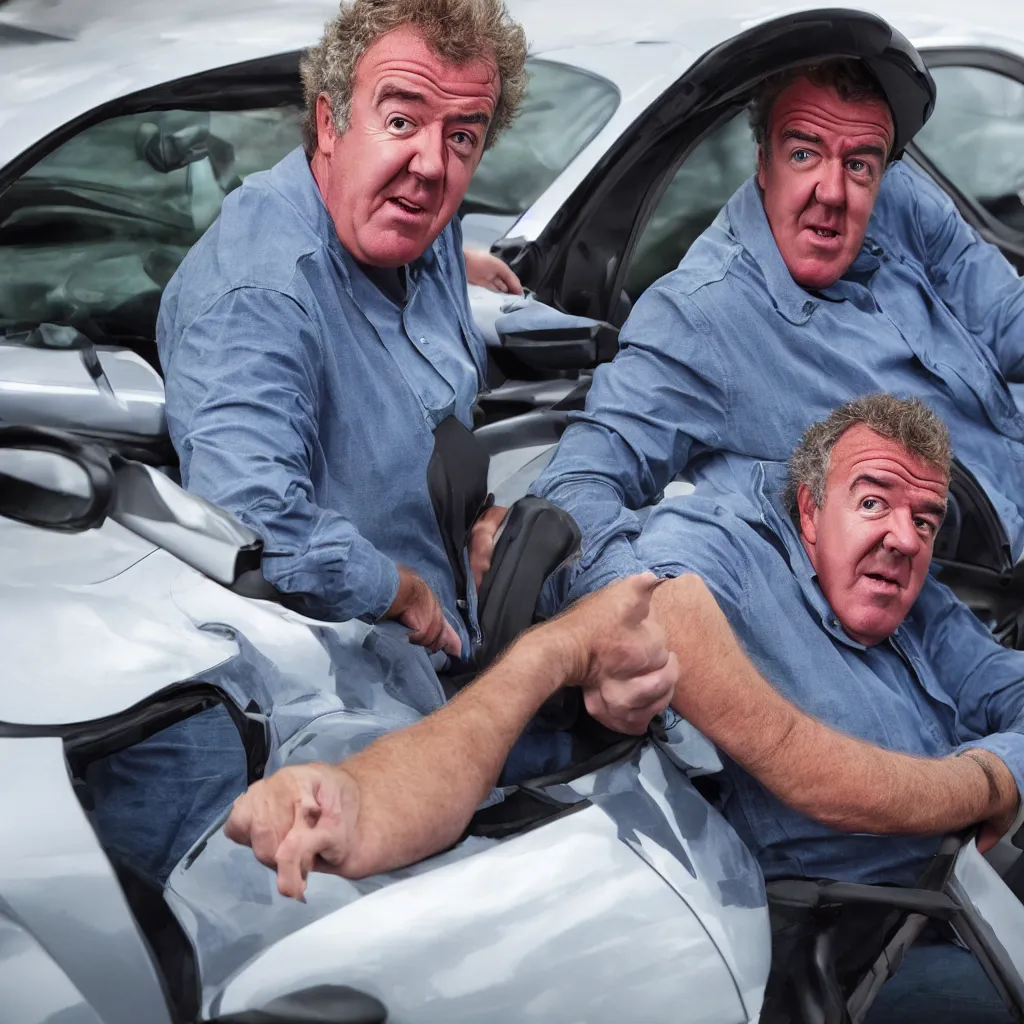 Prompt: jeremy clarkson in pain after buying the wrong car, high detail, high definition, photorealistic, 8k,