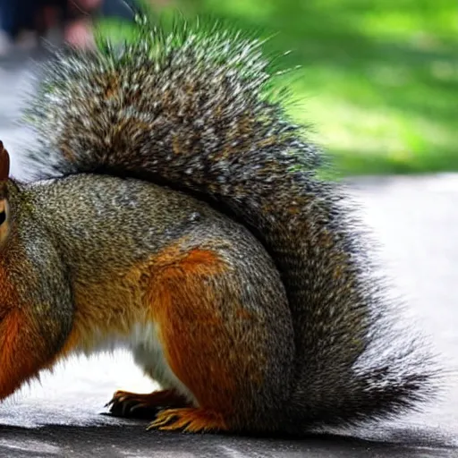 Image similar to giant squirrel in central park makes crowd run in fear