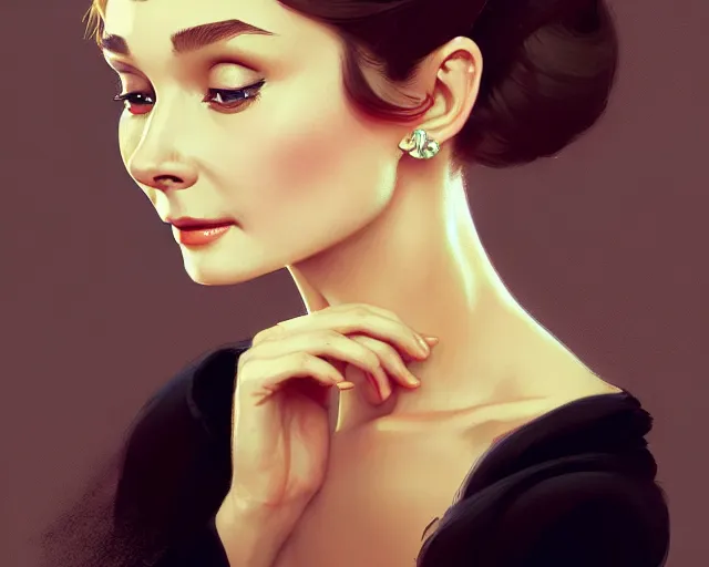 Image similar to photography of audrey hepburn, deep focus,, intricate, elegant, highly detailed, digital painting, artstation, concept art, matte, sharp focus, illustration, art by artgerm and greg rutkowski and alphonse mucha