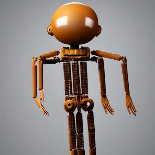 Image similar to a tall mechanical alien with beige skin and a cube head