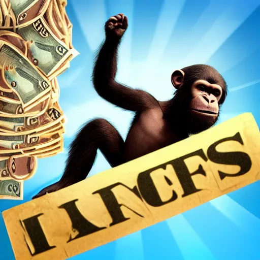 Image similar to apes throwing money