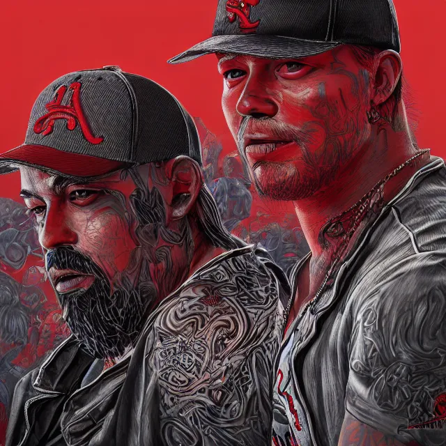 Prompt: the portrait of chaotic neutral los angeles blood's gang member wearing a red dodgers baseball cap, an ultrafine hyperdetailed illustration by kim jung gi, irakli nadar, intricate linework, bright colors, octopath traveler, final fantasy, unreal engine 5 highly rendered, global illumination, radiant light, detailed and intricate environment