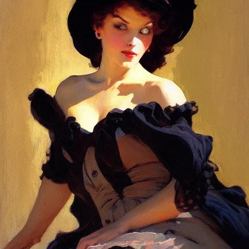 Prompt: portrait of a beautiful woman, intricate, elegant, highly detailed, greg manchess, mucha, gil elvgren