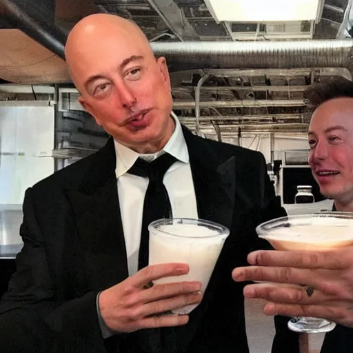 Prompt: “Elon musk and Jeff bezos sharing a glass of horchata”