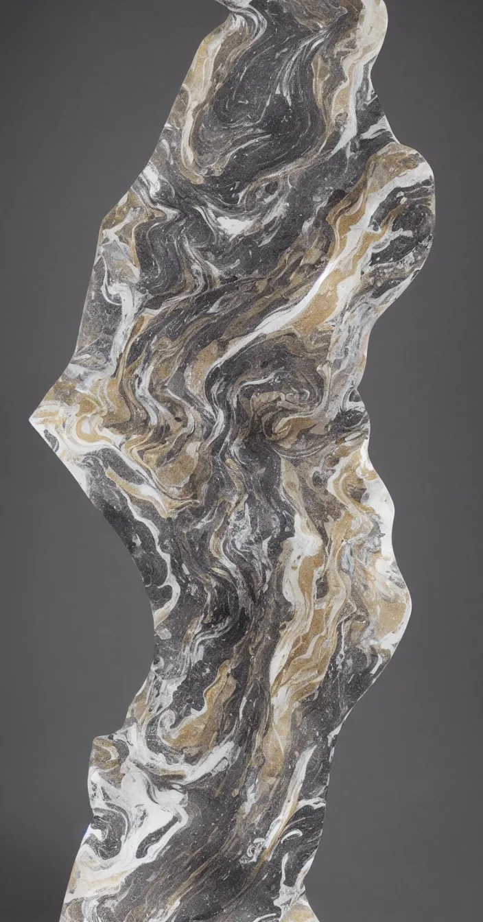 Prompt: abstract dark matte marbled statue, light high glossy quartz veins, strong studio light, high quality