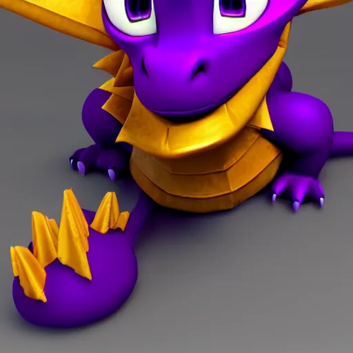 Prompt: Spyro the Dragon, cute, 3D render