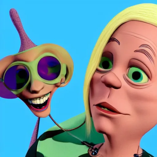 Image similar to genesis p - orridge in a pixar 3 d animated cartoon