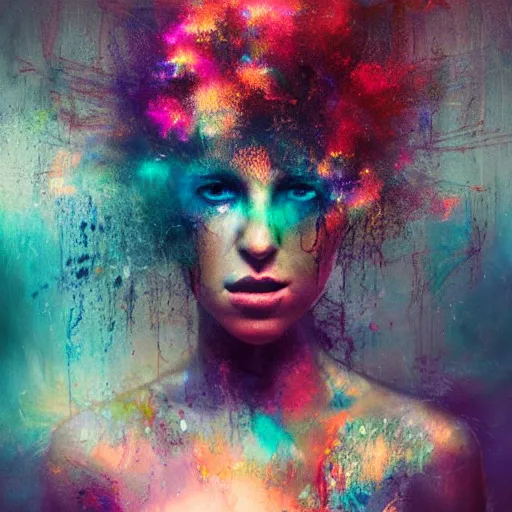 Image similar to resonant frequency by cy Twombly and BASTIEN LECOUFFE DEHARME, colorful, iridescent, volumetric lighting, abstract