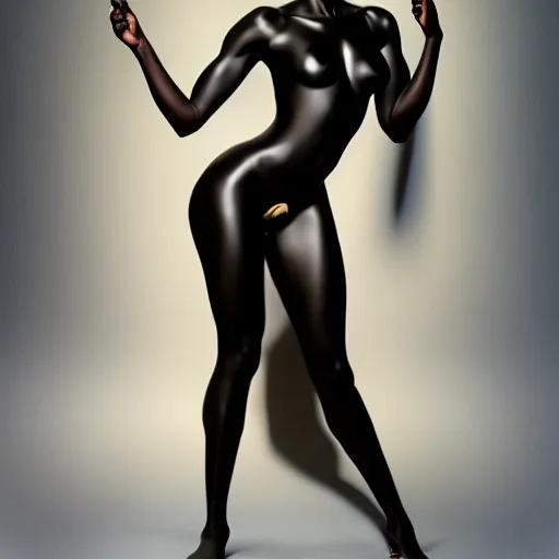 Prompt: full body portrait of black beauty woman, studio portrait, photo by jerry ghionis, hyper realistic, concept art, 8 k detail post - processing