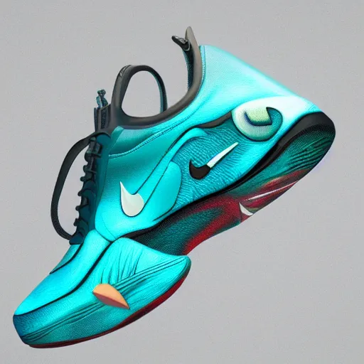 Prompt: fish shaped nike sneakers, highly detailed, rim light, cinematic lighting, illustration, art, octane render, very coherent, cinematic, hyper realism, high detail, octane render