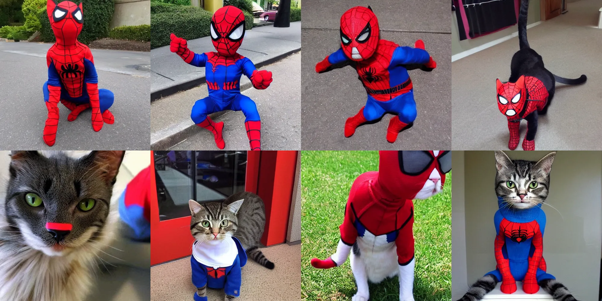 Prompt: a cat dressed as spiderman