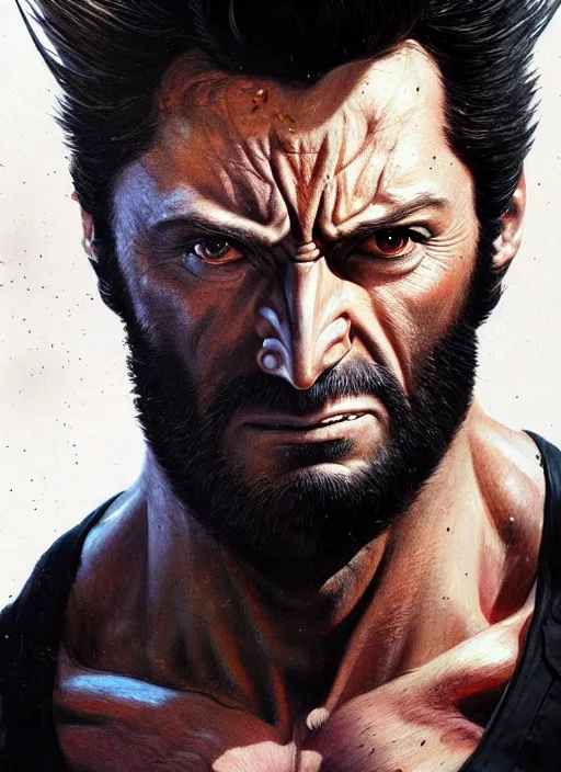 Image similar to very detailed masterpiece painting of wolverine from x - men : the animated series ( 1 9 9 2 ), portrait, artstation, concept art by greg rutkowski