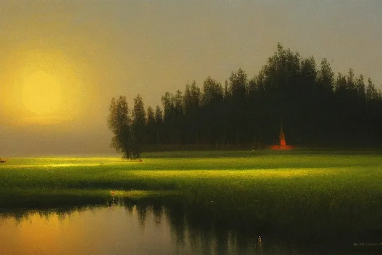 Image similar to awe inspiring arkhip kuindzhi landscape, hyperrealistic oil painting, krim at night, 4 k, matte