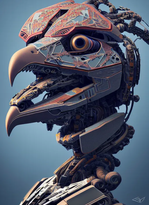 Prompt: symmetry!! portrait of a hybrid robot eagle, floral! horizon zero dawn machine, intricate, elegant, highly detailed, ray tracing, unreal 5 render, digital painting, artstation, concept art, smooth, sharp focus, illustration, art by greg rutkowski, 8 k