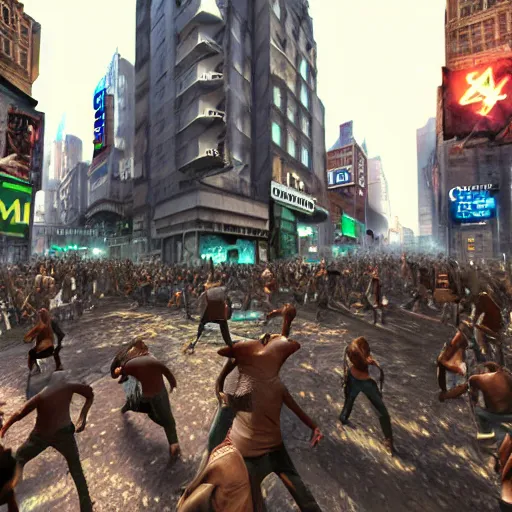 Prompt: moshpit in the city streets, realistic, huge moshpit, realism, hdd, hdr, rtx on, dynamic lighting, chaos in the moshpit,