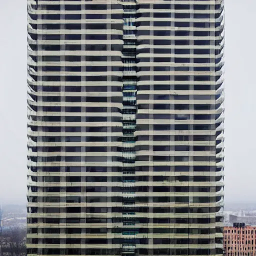 Image similar to a very tall building with lots of windows, a photo by andreas gursky, shutterstock contest winner, modular constructivism, constructivism, orthogonal, 1 9 9 0 s