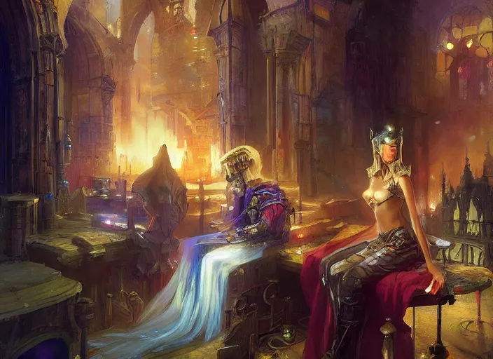 Prompt: medieval cyberpunk by vladimir volegov and alexander averin and delphin enjolras and daniel f. gerhartz