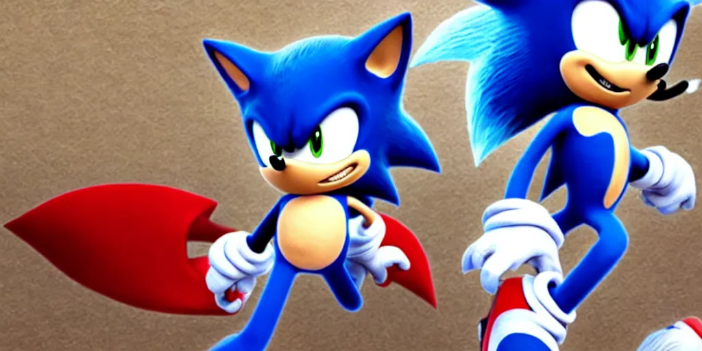 Prompt: sonic the hedgehog going faster than the speed of sound