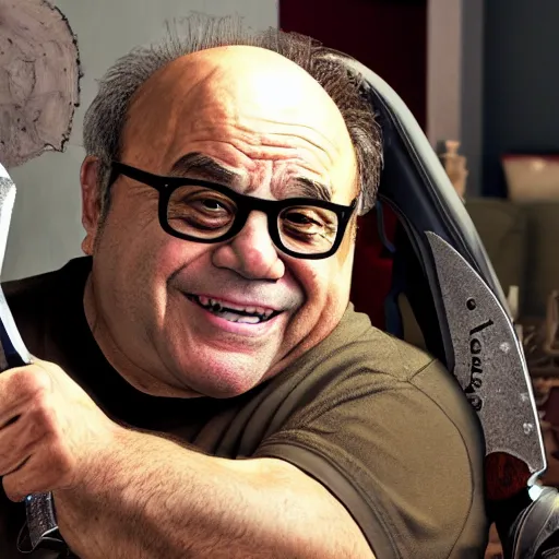 Prompt: hyperrealistic mixed media image of danny devito holding a chainsaw in gta v, stunning 3 d render inspired art by xiang duan and thomas eakes and greg rutkowski, perfect facial symmetry, hyper realistic texture, realistic, highly detailed attributes and atmosphere, dim volumetric cinematic lighting, 8 k octane detailed render, post - processing, masterpiece,