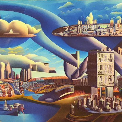 Prompt: a utopian city, surrealist art