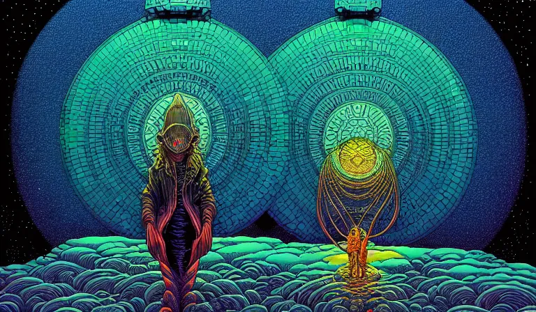 Prompt: an expansive rendering of beautiful nothingness by dan mumford, by jim fitzpatrick, by joe wilson, by jim burns, by victo ngai, by jacek yerka, featured on deviant art, trending on artstation