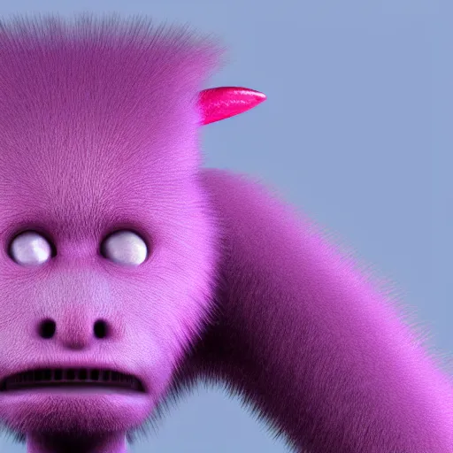 Image similar to fuzzy pink alien, photorealistic 3 d render