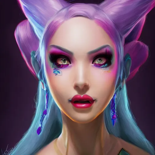 Image similar to portrait of Jinx from League of Legends, high resolution fantasy concept art, realistic, intricate details, soft lighting