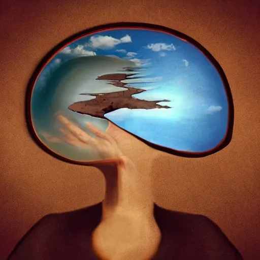 Image similar to Overthinking moments from the past that have made you who you are now. Surrealist artwork