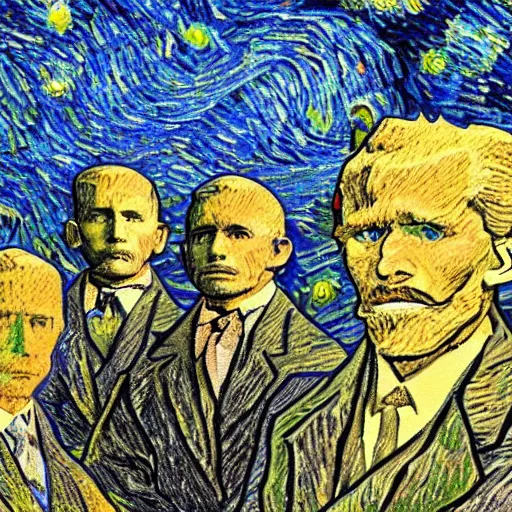 Prompt: mount rushmore, styled like van gogh starry night