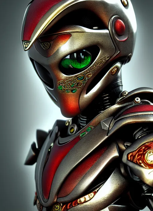 Prompt: japan kamen rider with oval eyes, intricate detail, royo, whealan, giger, klimt, hd, octane render, unreal engine,