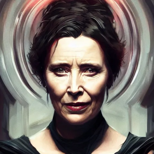 Prompt: emma thompson as marvel's Hela, hd, artwork by greg rutkowski