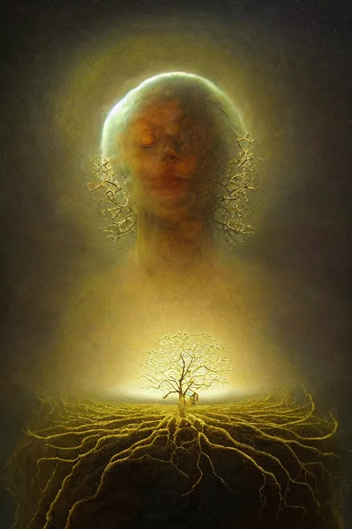 Prompt: Intricate stunning highly detailed mother earth, 🌱, by agostino arrivabene and Vladimir Kush, surreal, digital painting, ultra realistic, Horror vacui, dramatic lighting, full moon, thick black swirling smoke tornado, burning fire embers, artstation