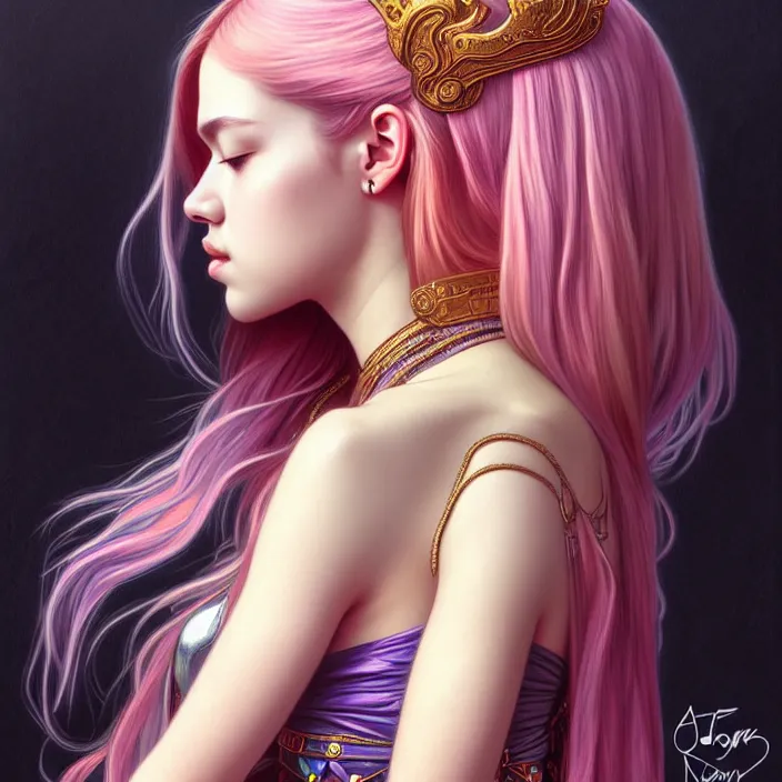 Image similar to jossi of blackpink, king, tarot card, highly detailed, digital painting, smooth, sharp focus, illustration, ultra realistic, 8 k, art by artgerm and alphonse mucha