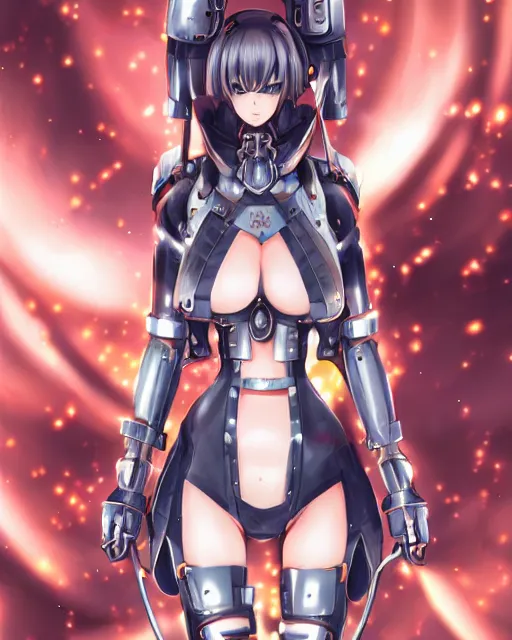 Image similar to full body portrait of anime girl in mechanic armor in night tokyo by makoto sinkai, symmetrical faces, symmetrical features, coherent faces, Perfect faces
