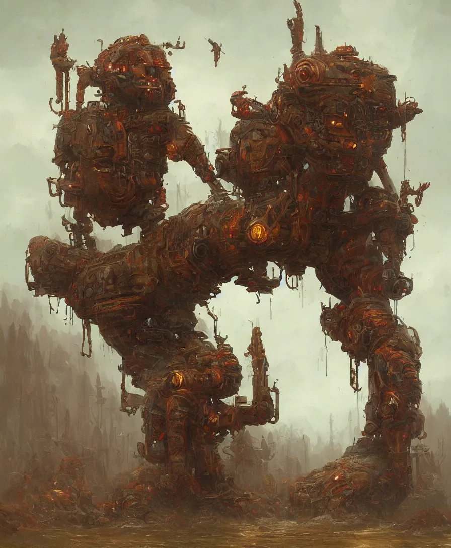 Image similar to giant holding a person, illustrated by Simon Stålenhag and Gaston Bussiere, intricate, ultra detailed, photorealistic, trending on artstation