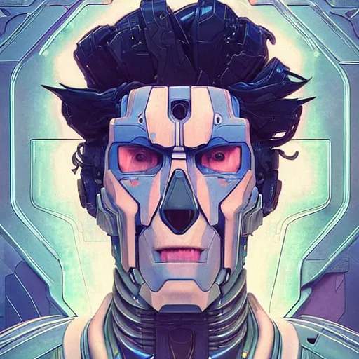 Image similar to 1 9 0 0 transformers rick sanchez portrait by and james jean and erik jones, inspired by ghost in the shell, beautiful fine face features, intricate high details, sharp, ultradetailed, 3 d octane render