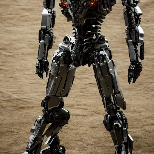 Image similar to cinematic still in westworld and pacific rim movie and real steel movie, slim full body stunning intricate humanoid mega mech by fujioka kenki, slim full body ornate intricate humanoid mega mech by mamoru nagano