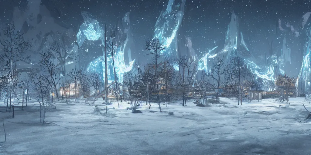 Prompt: Concept art. The Borealis from Half Life. Winter landscape. Cold. Frozen. Realistic. Extremely detailed. 4K.