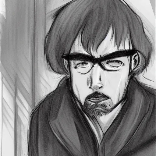 Image similar to the unabomber sketch as an anime character